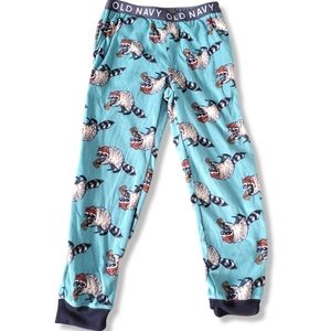 Old Navy Boys Pajama Pants Fleece Raccoon Pizza Print Soft Warm Sleepwear Large
